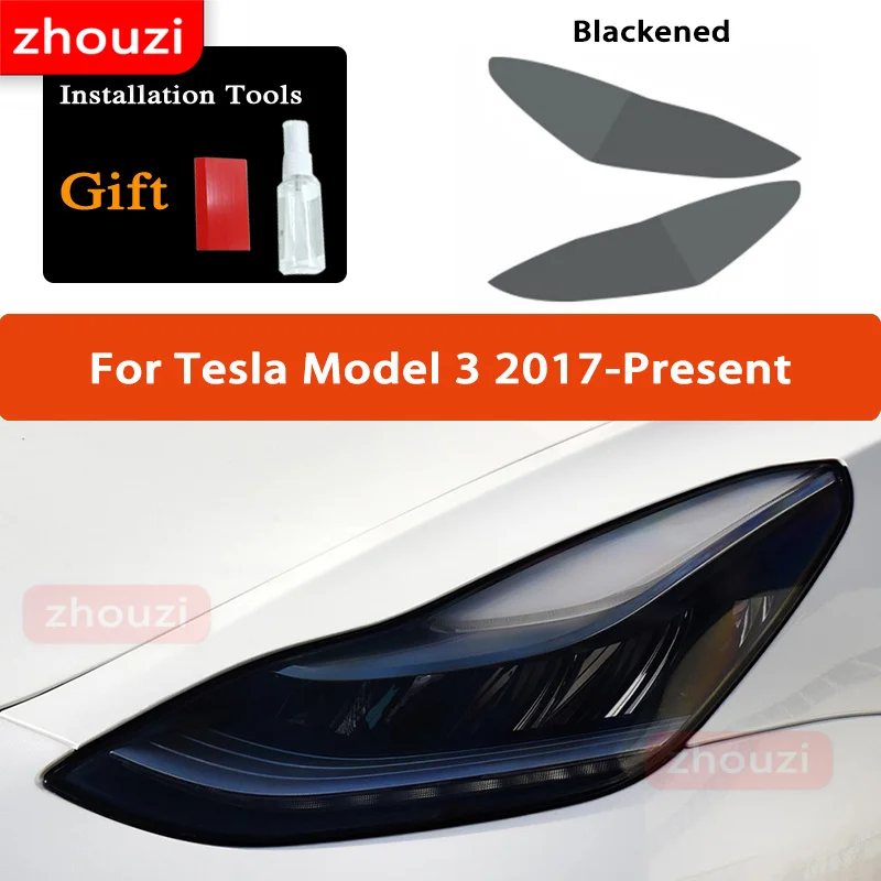 For Tesla Model 3 X Y S Car Headlight Tint Smoke Black Protective