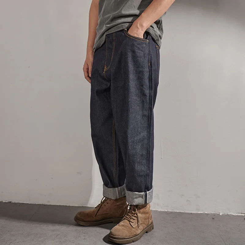 

jeans Red ear men's denim AMI Kaji heavy Harajuku style retro primary color original cloth cattle cowboy pants