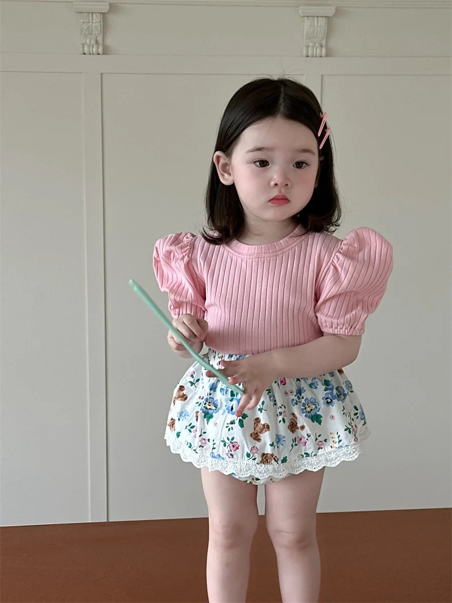 소녀 귀여운 레이스 스커트, 달콤한 꽃 공주 스커트, 얇은 코튼 소녀 PP 반바지 옷, 2025 여름 신상