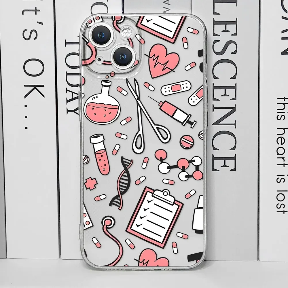Nurse Medical Medicine Health Heart Phone Case for IPhone 16 15 13 12 11 Pro Mini XS MAX 7 8 14 Plus Doctor Nursing Clear Covers view 4
