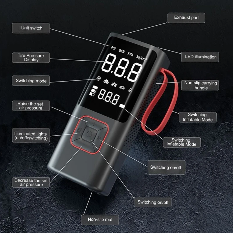 Portable Electric Air Pumps Small Compressor with Digital Display Multifunction Compact Air Compressor Pump Simple Operate