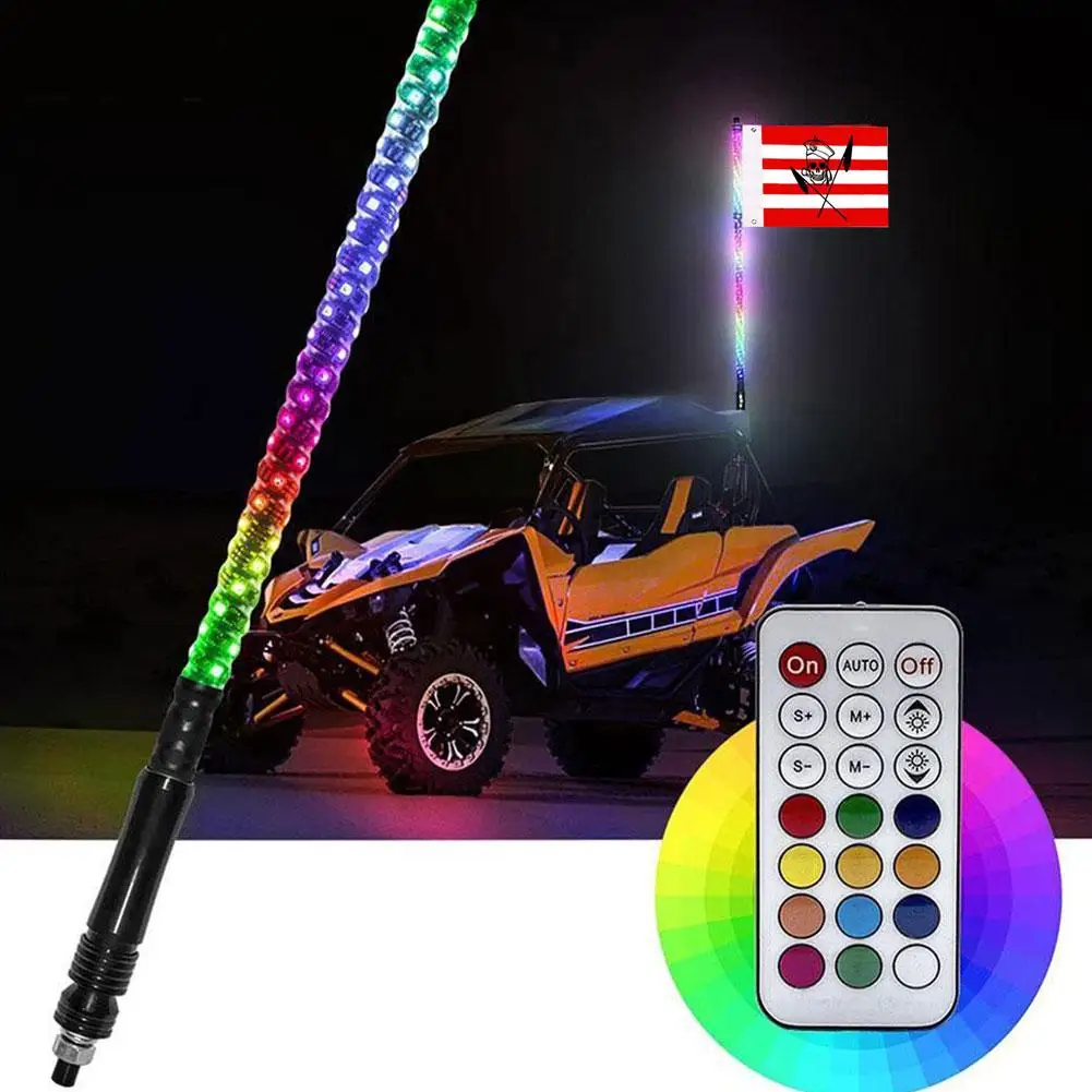 

Car Ambient Light For Off-Road Vehicles LED Whip Lights With Flag RGB Light Neon Strip UTV ATV Antenna Led Whip Lights S6K6