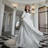 Bohemia High-Neck Wedding Dresses For Women Long Sleeves Satin Bridal Mopping Length Banquet Vestidos De Noivas 2025 Customized 2