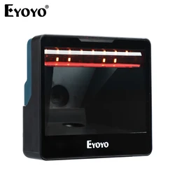 Eyoyo 2D Desktop Barcode Scanner Omnidirectional Hands-free 1D USB Wired Table Bar Code Reader PDF417 QR Image Screen Scanning