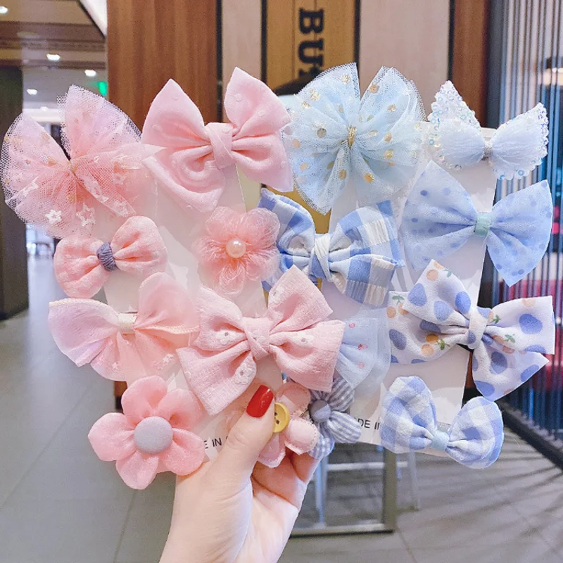 

1Set New Girls Snow Yarn Big Bow Hairpins Kids Sweet Hair Clip Headwear Cute Pegasus Barrettes Headband Fashion Hair Accessories