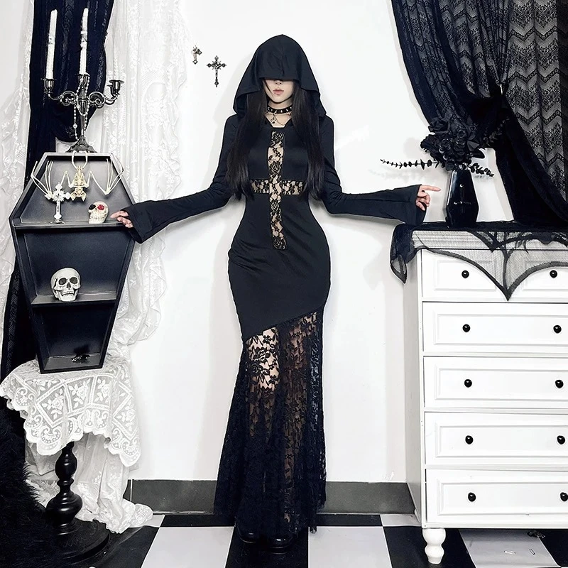 Gothic Style Women's Hooded Bodycon Dress