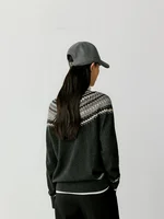 Women Fine Wool Sweater Half-high Collar Color Blocked Pullover Female Cashmere Half Zipper Knitwear Autumn Winter Casual Tops 2