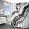 4pcs Black and White Texture Digital Print Polyester Waterproof Shower Curtain Set without Punching for Bathroom Separation 2