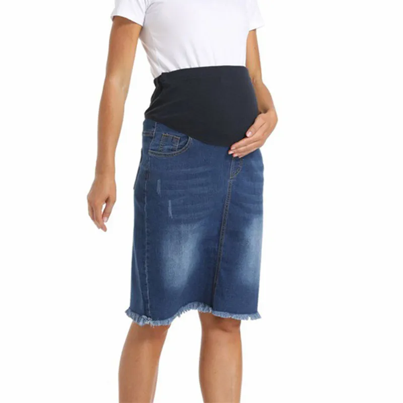 New Fashion Summer Denim Maternity Skirts Elastic High Waist Clothes for Pregnant Women Stretch Casual Pregnancy Jean Skirt