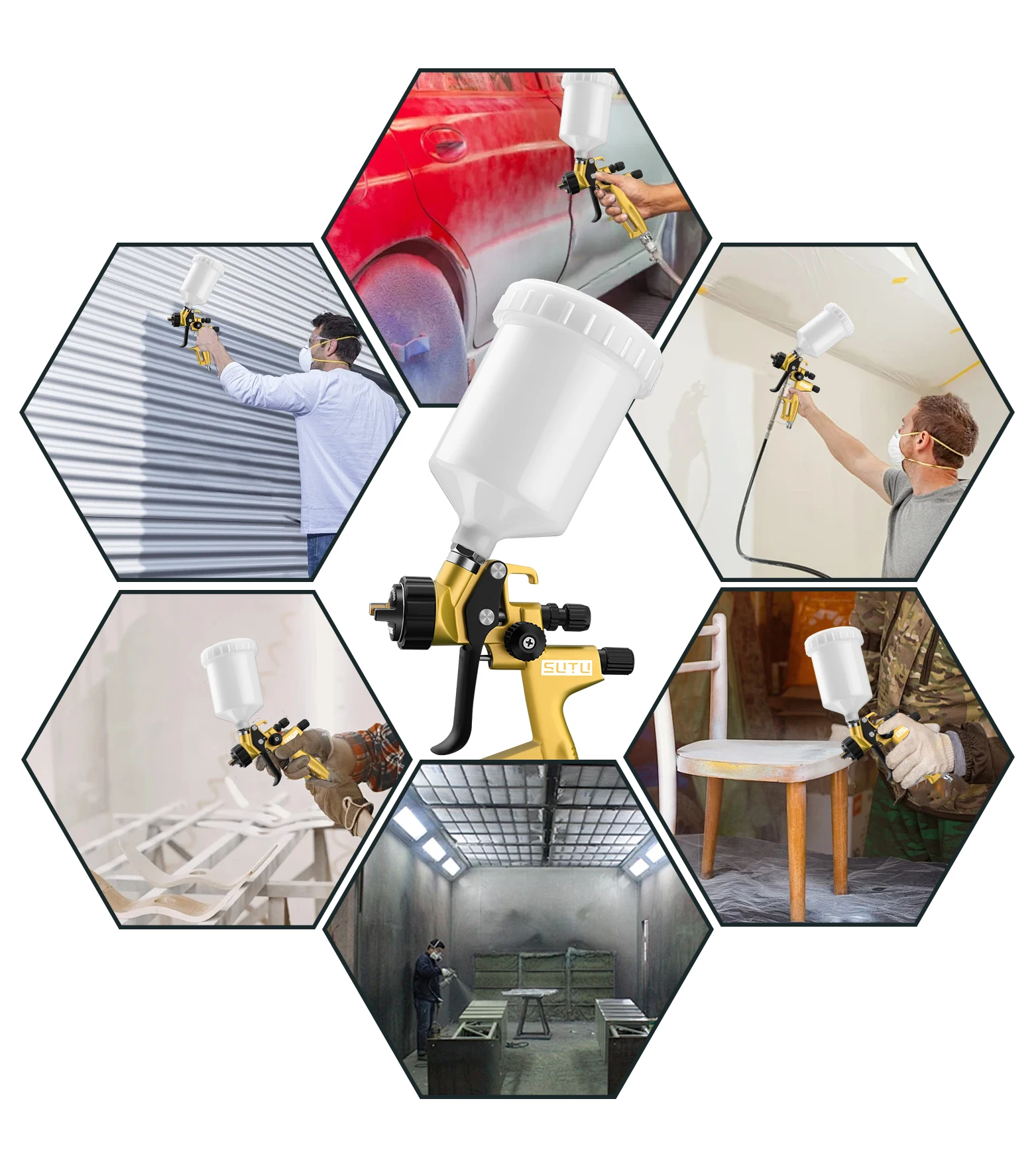 SUTU Spray Guns Car/Furniture 1.3MM Nozzle Paint Spray Gun High Atomization Air Tools Oil Paint Repair Guns Painting Airbrush paint spray gun