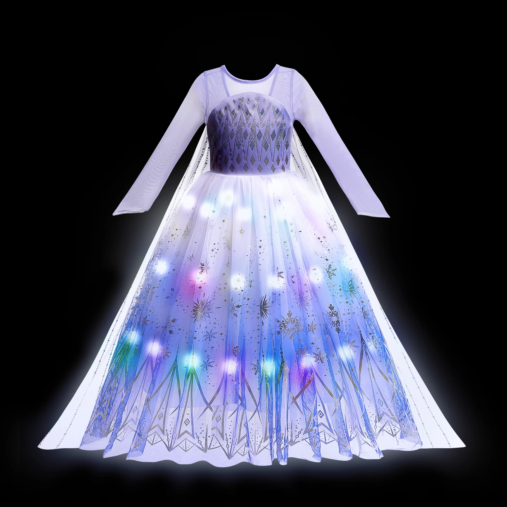 thumbnail image 1 of Frozen Girls Elsa Anna LED Light Up Princess Dress for Kids Cosplay Party Clothes Mermaid Rapunzel Snow White Carnival Prom Gown, 1 of 5
