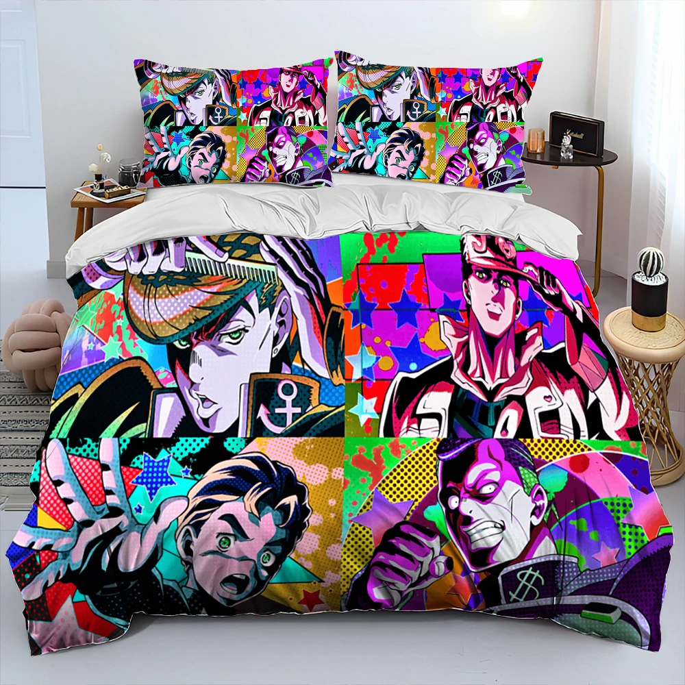 

Anime jojo's Bizarre Adventure Comforter Bedding Set,Duvet Cover Bed Set Quilt Cover Pillowcase,king Queen Size Bedding Set kids