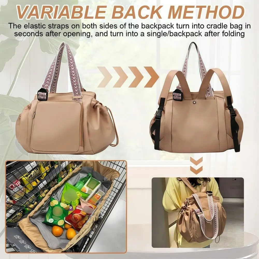 Borsa portaoggetti da viaggio multifunzionale Design a culla Borsa per mamma di grande capacità Borsa tote leggera impermeabile Gita per mamma e bambino - immagine 3