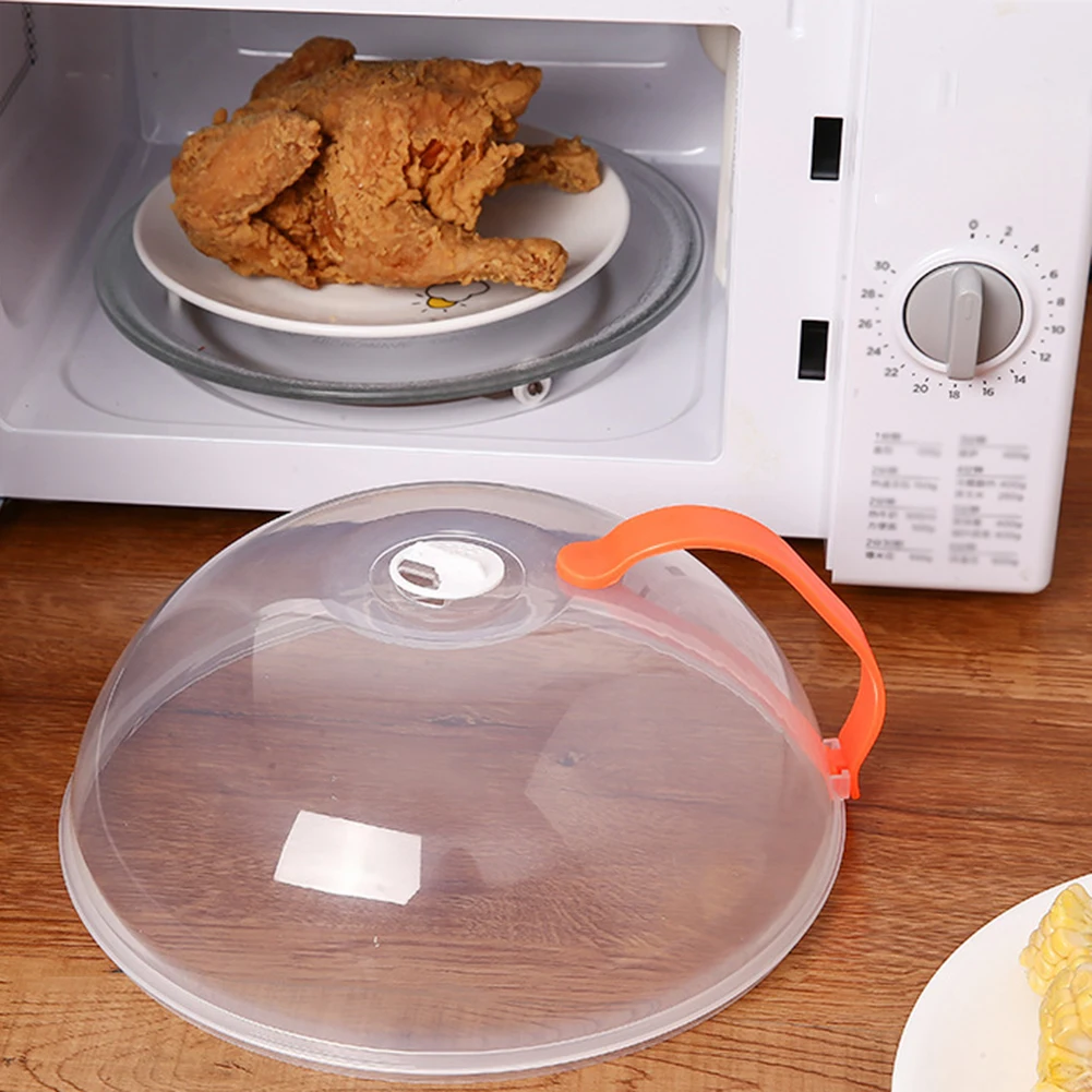 Cubierta de salpicaduras de microondas para alimentos, tapa transparente  para placa de microondas, protector contra salpicaduras de microondas con  asa