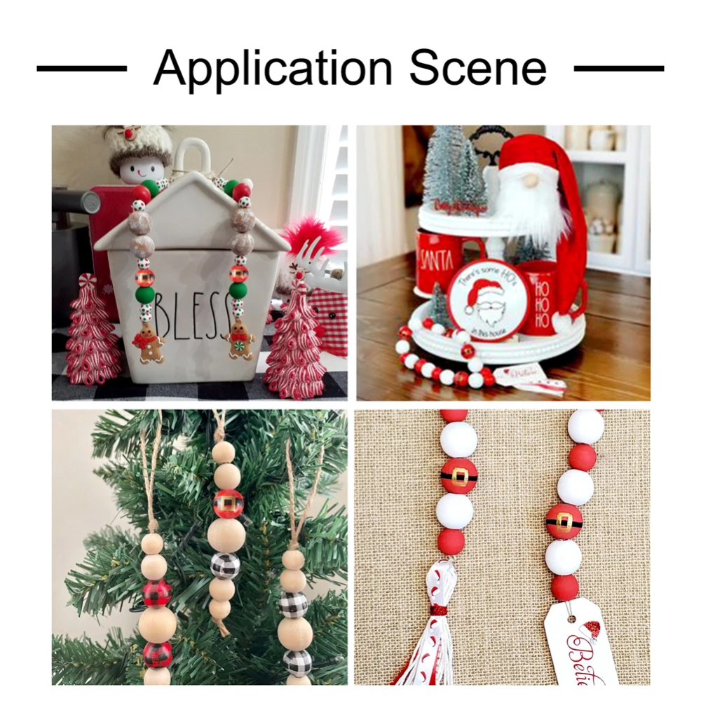 50Pcs Snowflake Shape Wood Beads Christmas DIY Beads Pendant Making Beads  Garland DIY Beads 