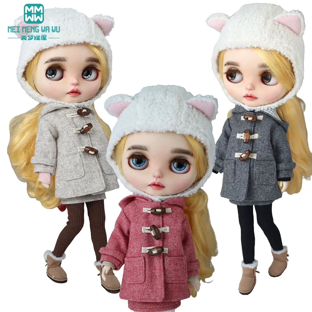 

Clothes for doll fits Blyth Azone OB22 OB24 Doll Fashion Woolen Jacket coat sweater hat for gift