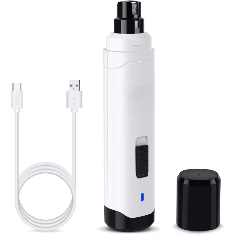 Dog Nail Grinder 2-Speed LED Electric Rechargeable Pet Nail Trimmer Painless Paws Grooming Tool clippers for Dogs Cat White