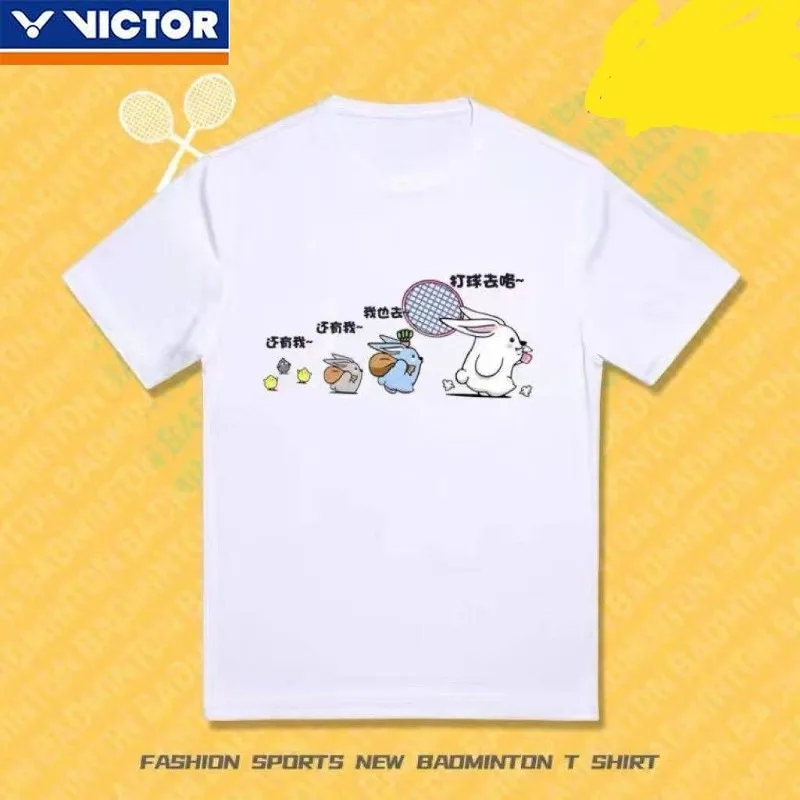 Short Sleeve T Shirt Badminton Uniforms Badminton Couple Cartoon Animation T-shirt Men's and Women's Cultural Shirts Top Short Sleeves