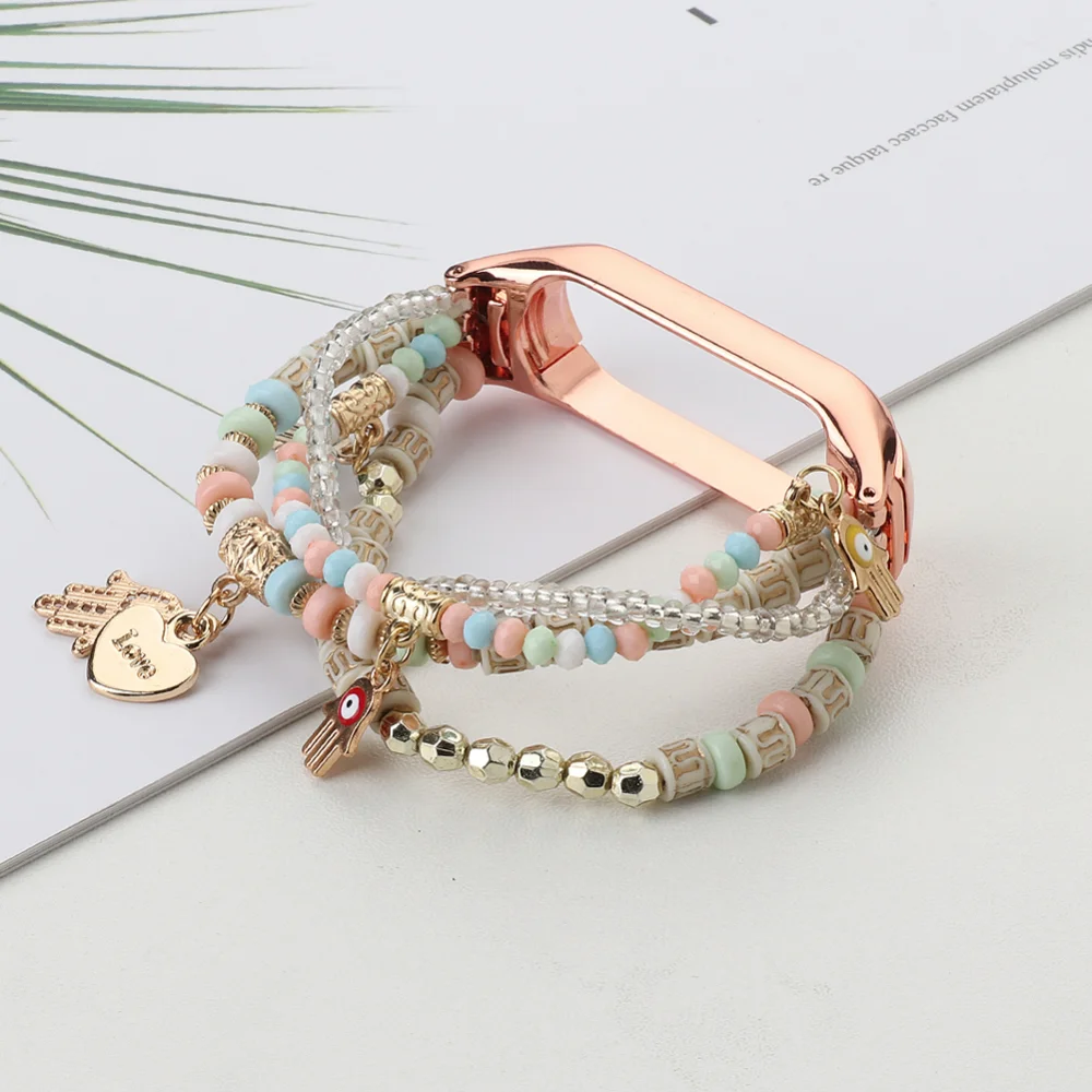 Jewelry Strap for Xiaomi Mi Band 7 6 5 4 3 Bracelet Women's Replaceable Wristband Correa for Mi Band 7 6 5 Band 4 3 Elastic Belt