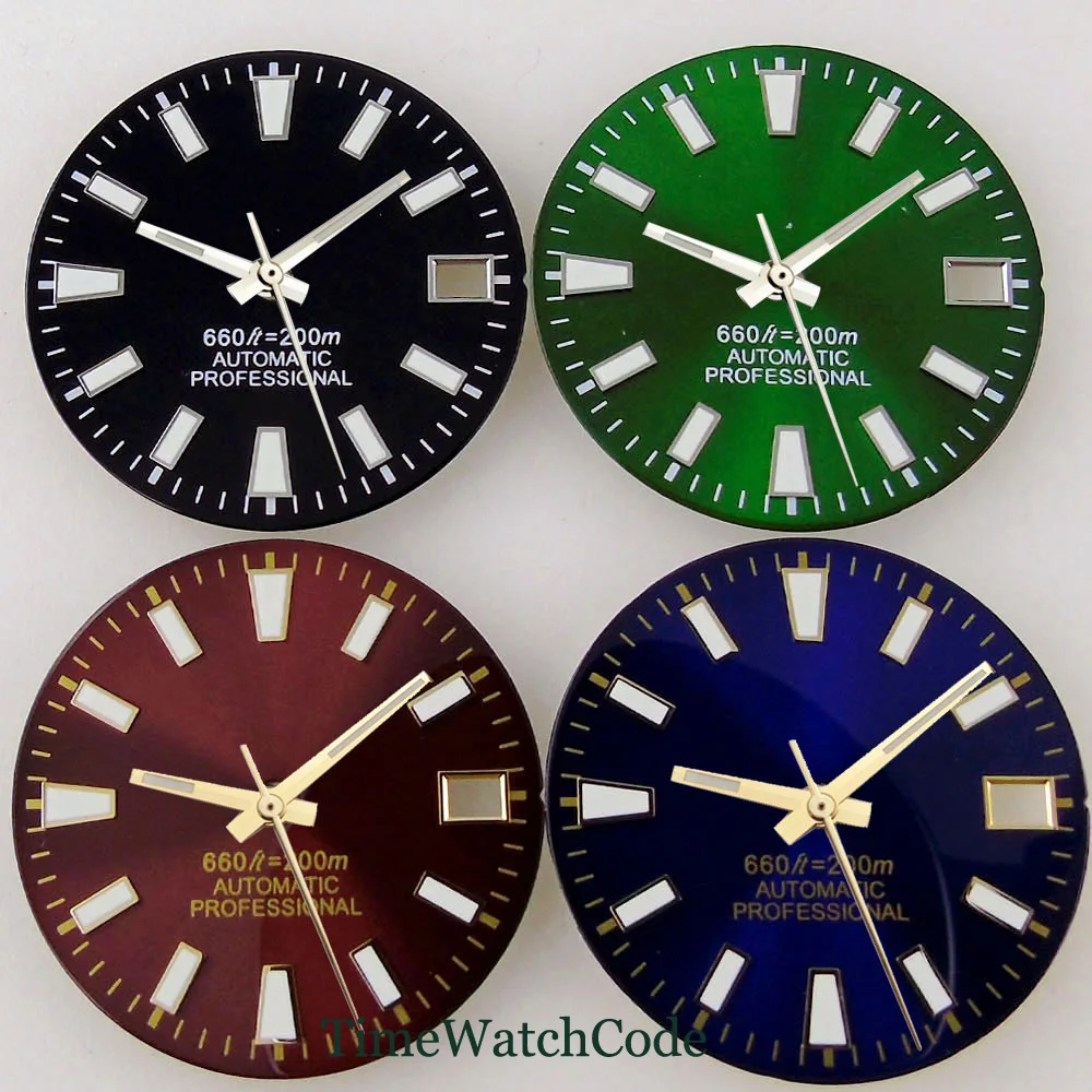 

28.5mm Watch Dial Face with Hands Accessories Fit for NH35 NH36 NH38 Movement Date Window Black Brown Blue Green Dials