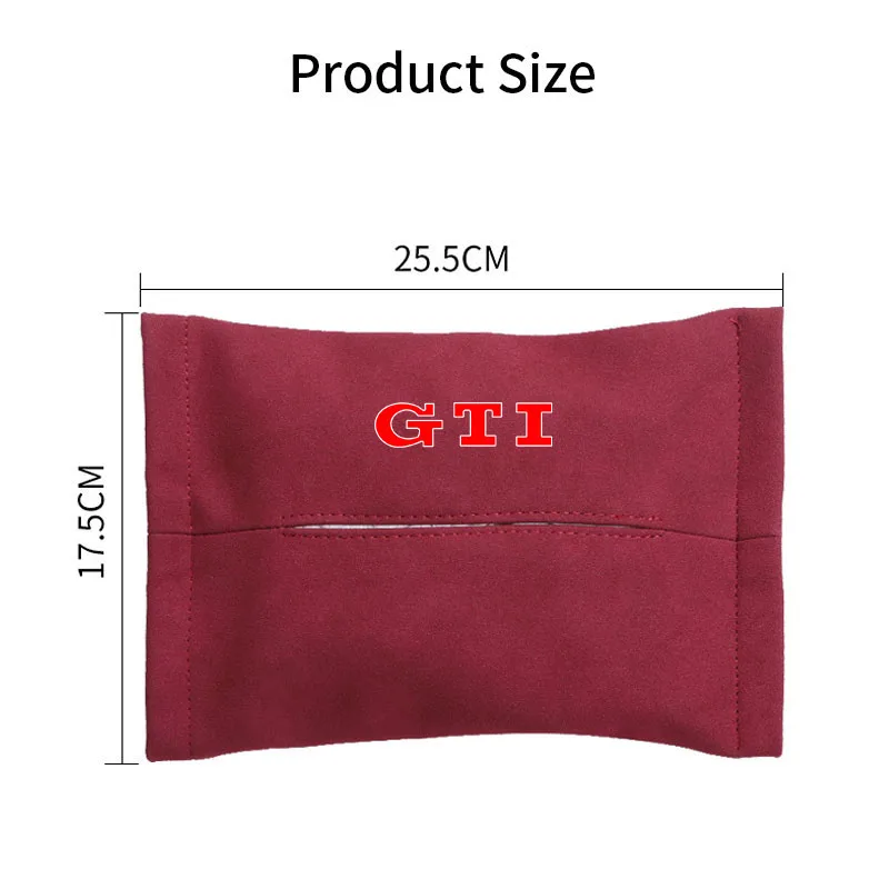 1개 가죽 자동차 티슈 박스 커버, 햇빛 가리개/시트 뒤쪽 걸이형, VW GTI 파사트 B6 CC 이오스 골프 4 5 6 7 MK7 폴로용 엠블럼 포함