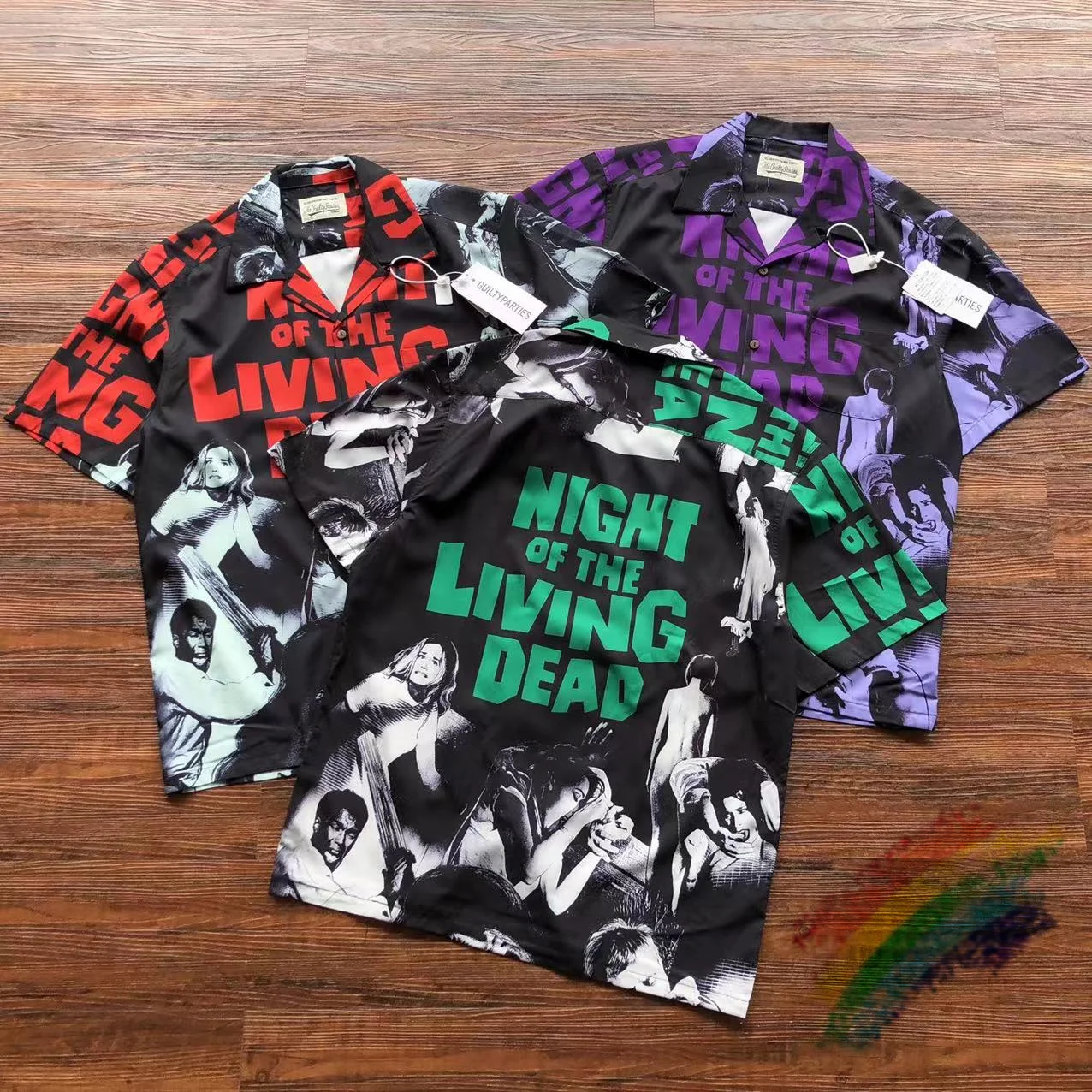 

Hawaii Red Green Purple WACKO MARIA Shirt Men Women Quick Drying Fashion Beach Casual Lapel Short Sleeve