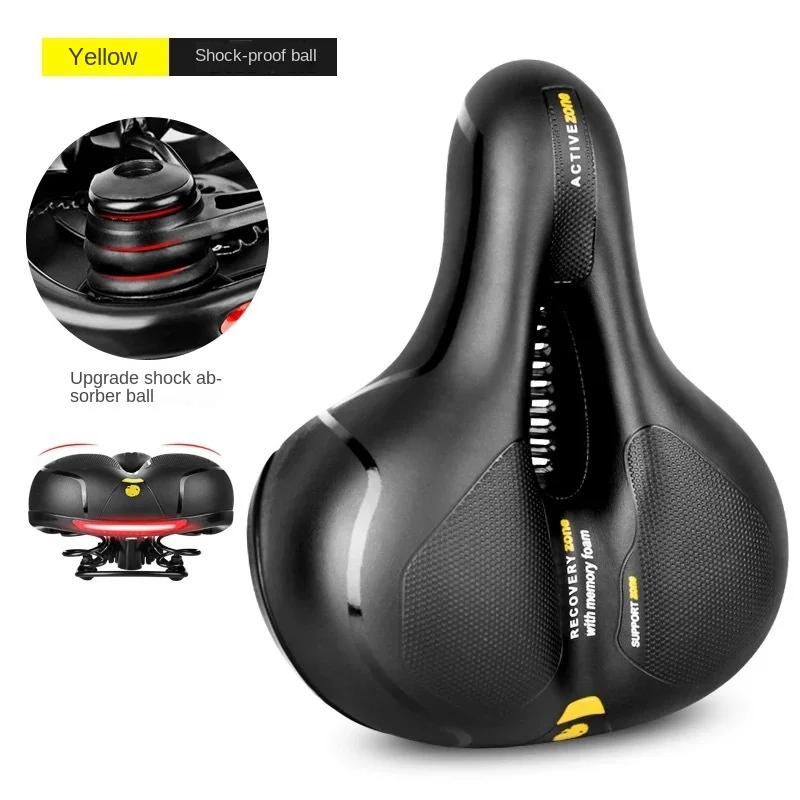 Bicycle Saddle Reflective Shock Absorbing Hollow Breathable Rainproof Cycling Road Mountain Cycling Accessory