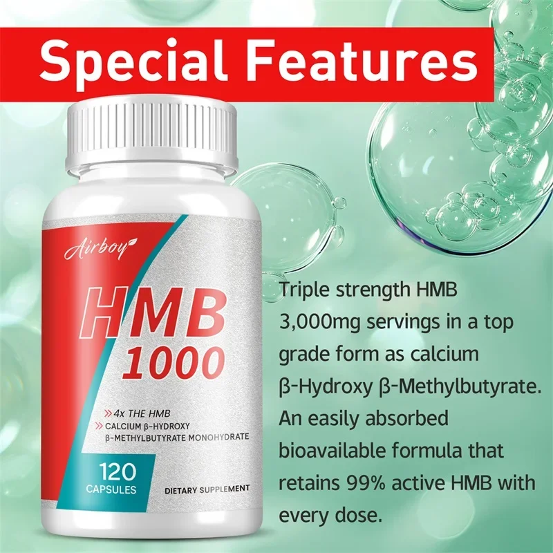 HMB Male Energy Booster-for Increased Muscle Mass and Athletic Strength, Energy Supplement, Endurance, Non-GMO