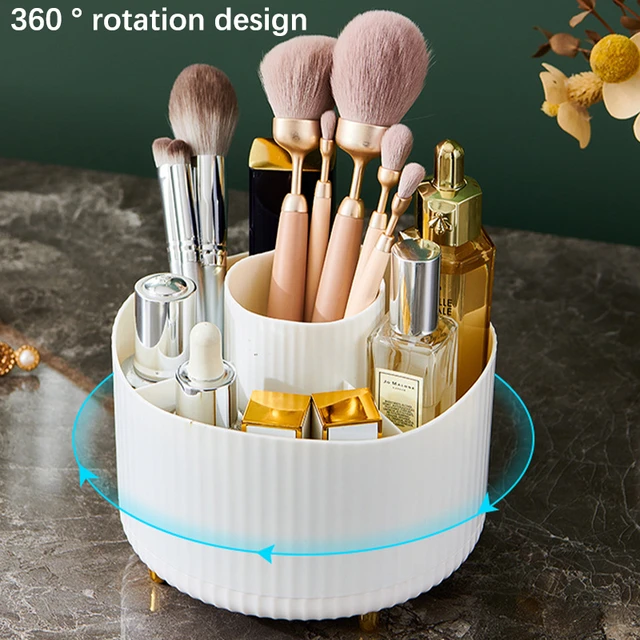 5 Compartments Makeup Brush Holder Organizer - Multifunctional 360 Degree  Rotating Pen Pencil Holder for Desk