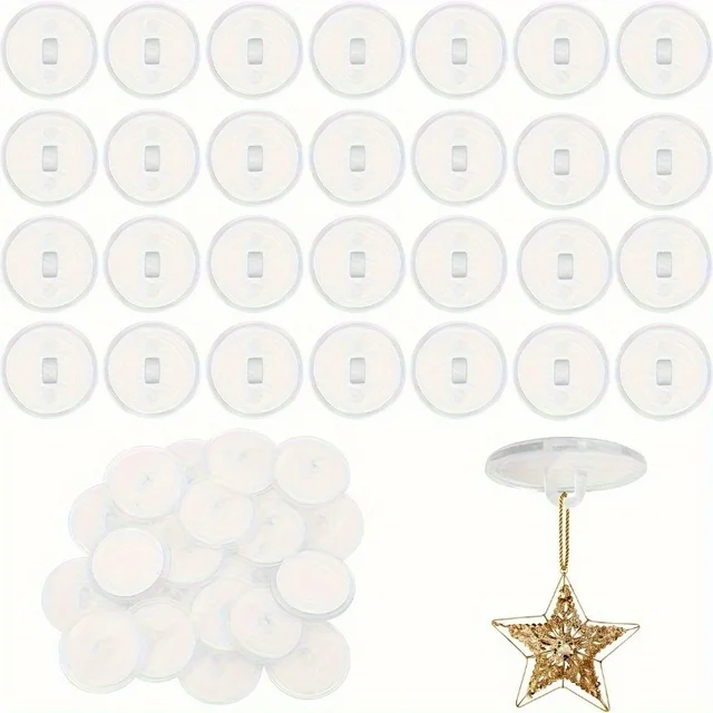 30pcs Ceiling Hooks, No Drilling Transparent Hooks, Self-adhesive Wall Hooks for Bathroom Wall Doors, for Hanging Party Balloons 1