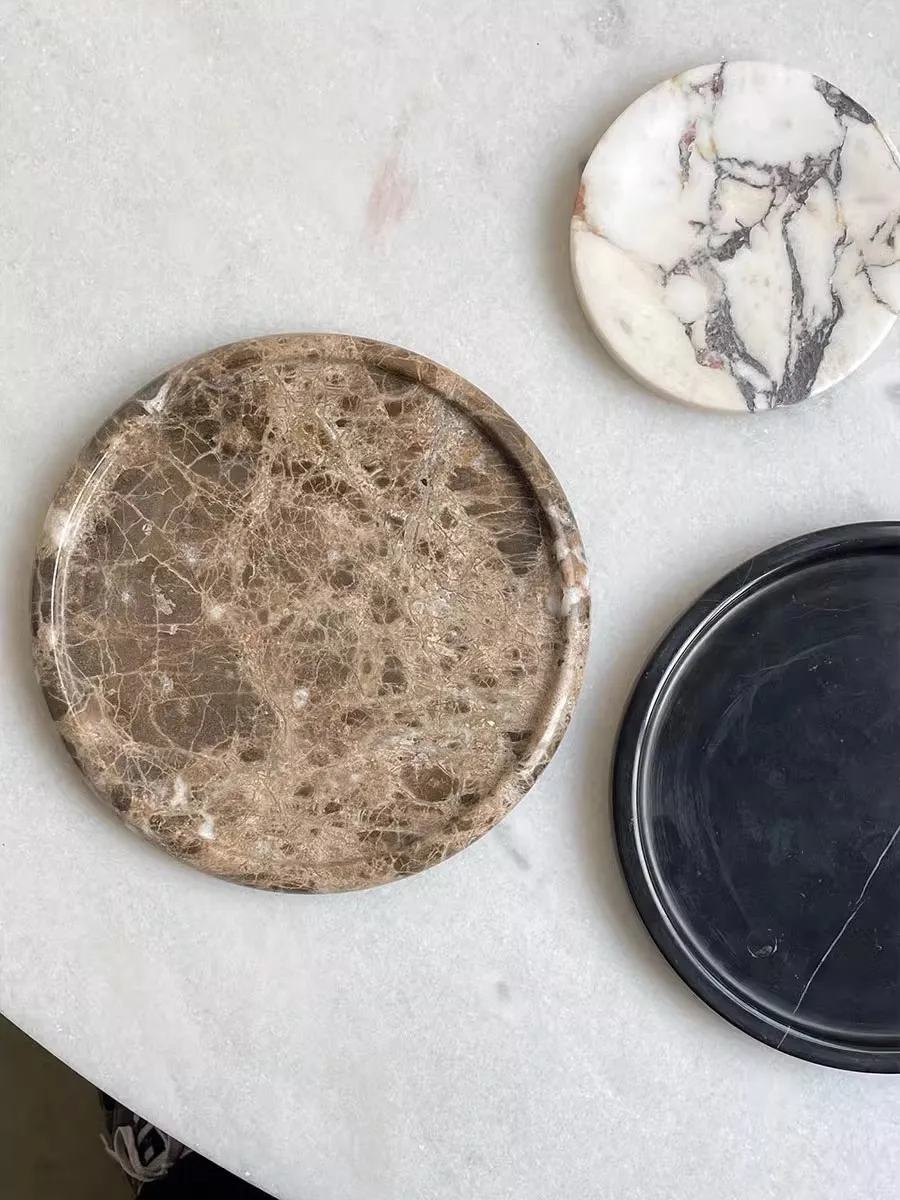 Natural Marble Material Bathroom Perfume Tray Light Luxury Style Home Decoration Compote Jewelry Storage Art Photography Prop 3