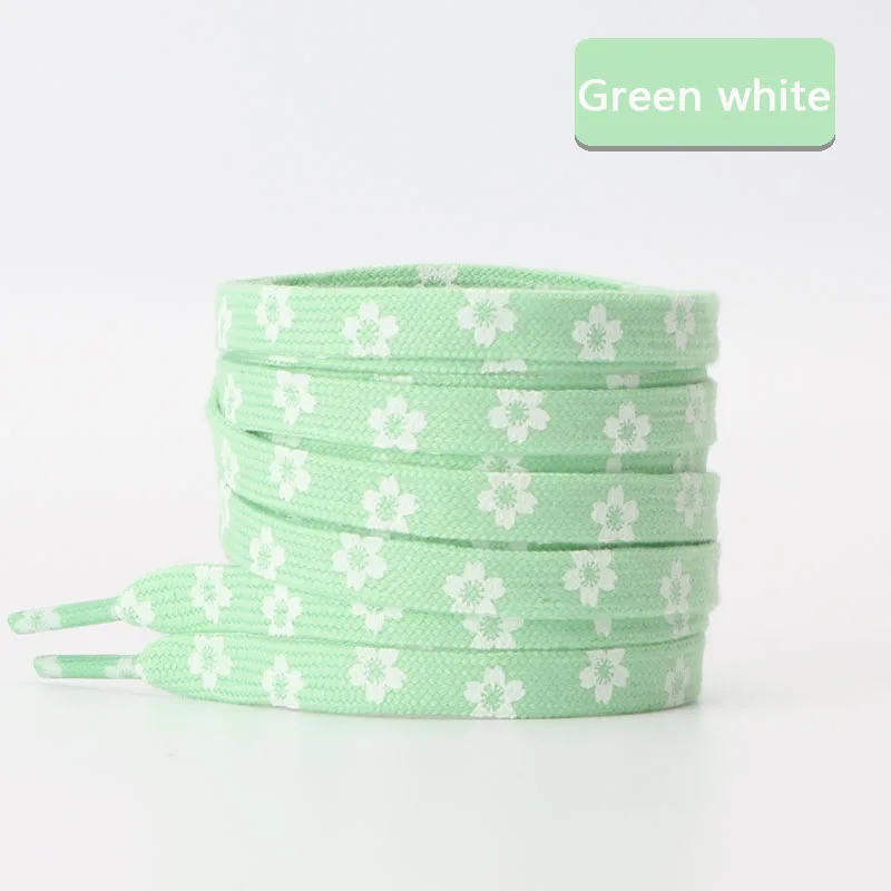 Heart Love Flat Shoelaces with Daisies and Sakura Design
