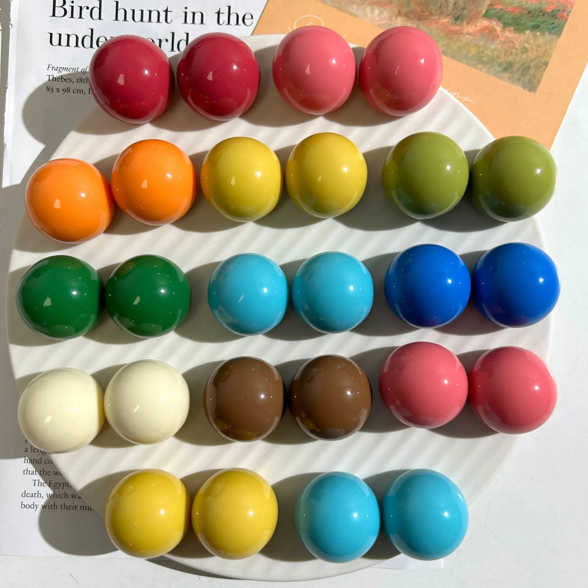 Trendy-New-40pcs-24-19mm-Half-Round-Shape-Solid-Colors-Acrylic-Resin ...