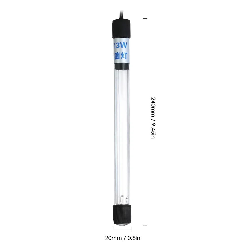 UV Light 13W Sterilization Lamp Submersible Ultraviolet Sterilizer Water Disinfection For Aquarium Fish Tank Pond AC220-240V