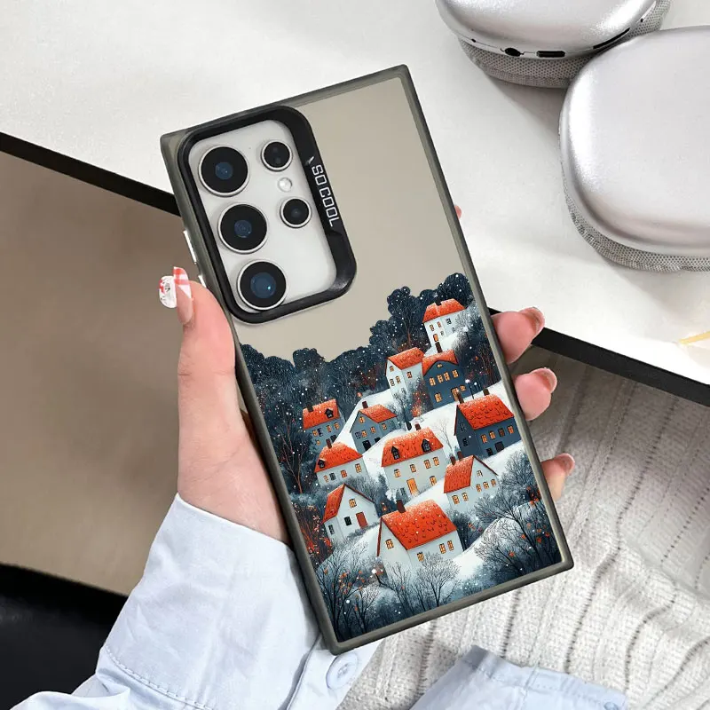Für Samsung Galaxy S25 S22 Ultra Plus S24 S23 Ultra Plus FE S21 FE Laser Telefon Fall Norwegische Landschaft Stoßfest Zurück Abdeckungen