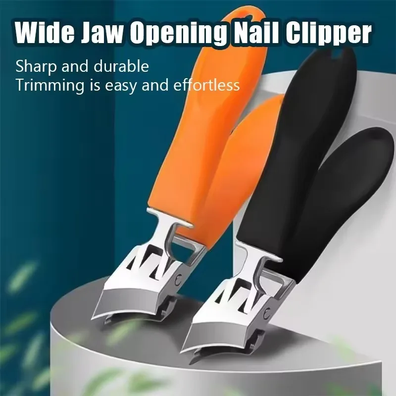 Slanted Nail Clippers Wide Jaw Opening Anti-Splash Nail Clipper Stainless Steel Toenail Cutter Diagonal Pliers Manicure Tools