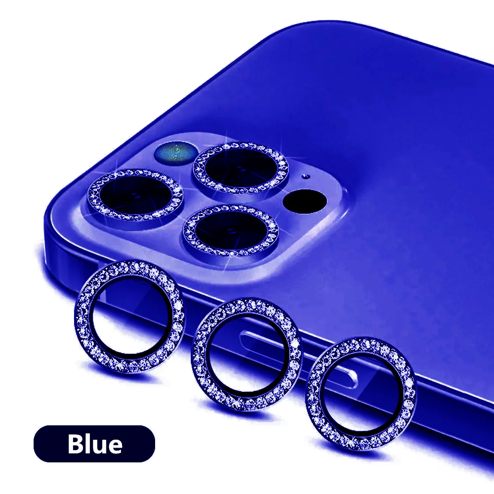 Premium 9D Rear Diamond Lens Protector with Tempered Glass and Ring Cover Case Film