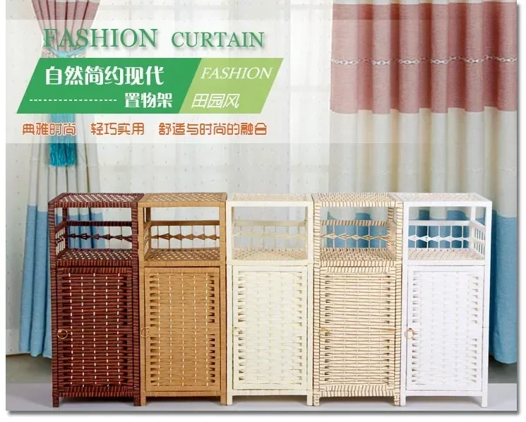 Rattan Children's Wardrobe and Bedside Table Solid Wood Toy Storage Cabinet Bedroom Specials for Phone Storage