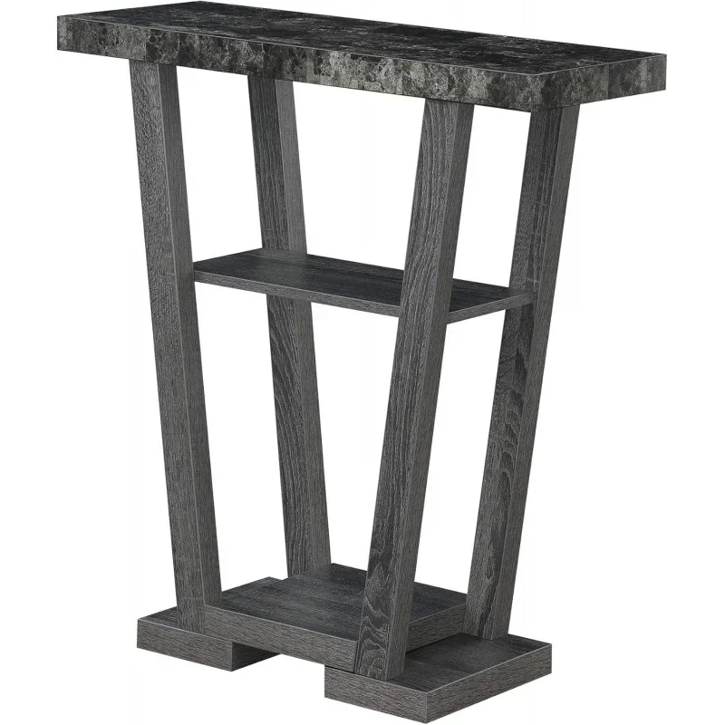 Convenience Concepts V Console, Faux Black Marble/Weathered Gray