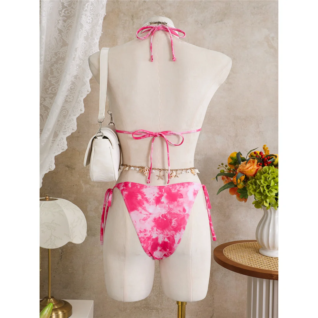 padded bikini top with supportive halter neckline
