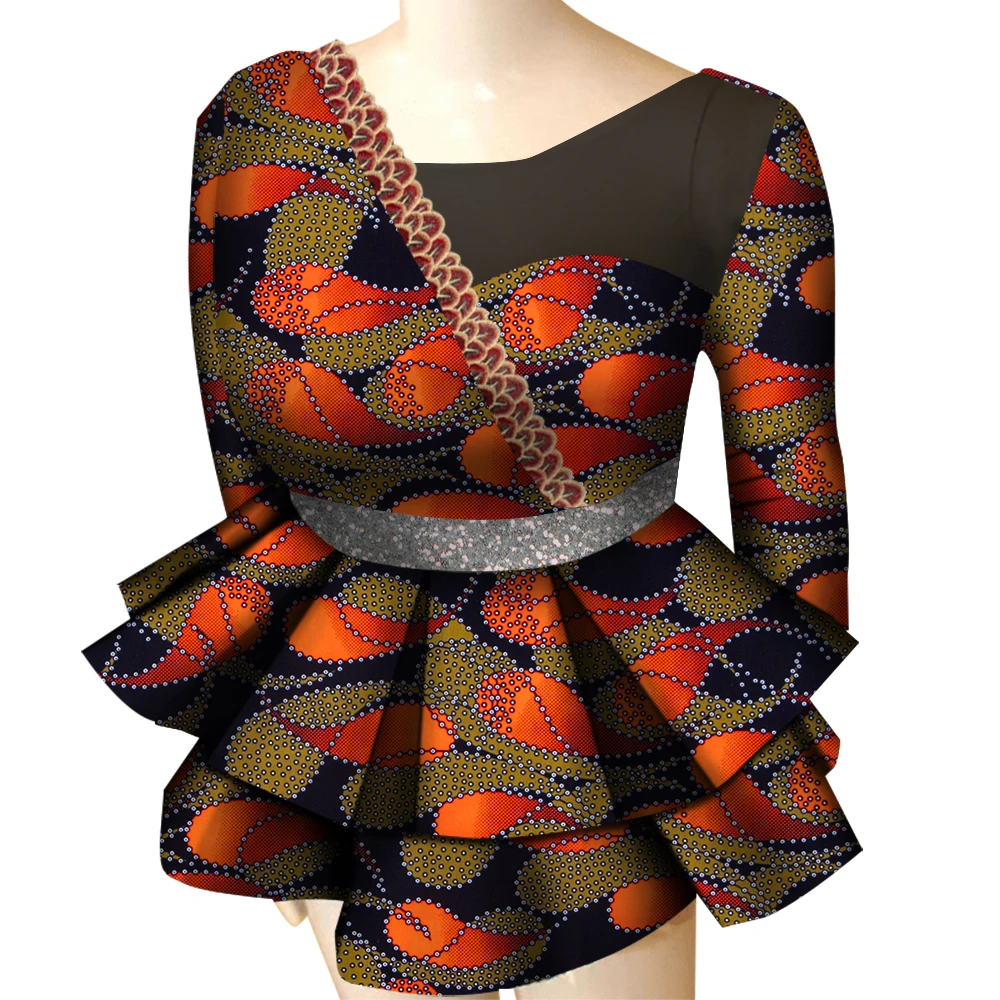African Print Blouse Tops for Women Fashion 2022 African Tops Dashiki Plus Size T Shirt African Clothes for Women WY8570