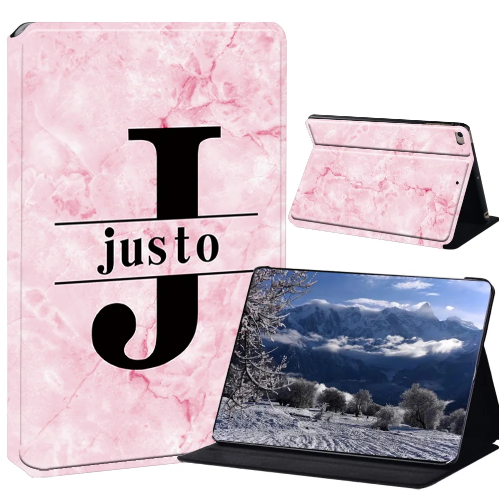 Elegant Marble Initial PU Leather Stand Case for Tablets - A to Z Letters