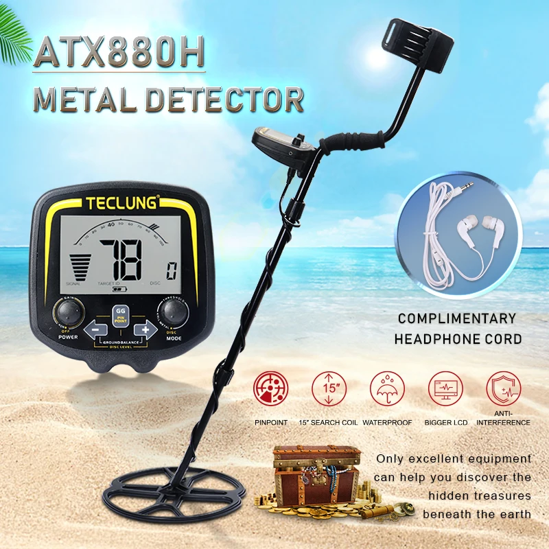 ATX-880 Professional Metal Detector Underground Depth 2.5m Scanner Search Finder Gold Detector Treasure Hunter Pinpointer