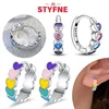 S925 Silver Colorful Geometric Heart-Shaped Hoop Earrings for Women Girls High-end Original Fine Jewelry Valentine's Day Gifts 1