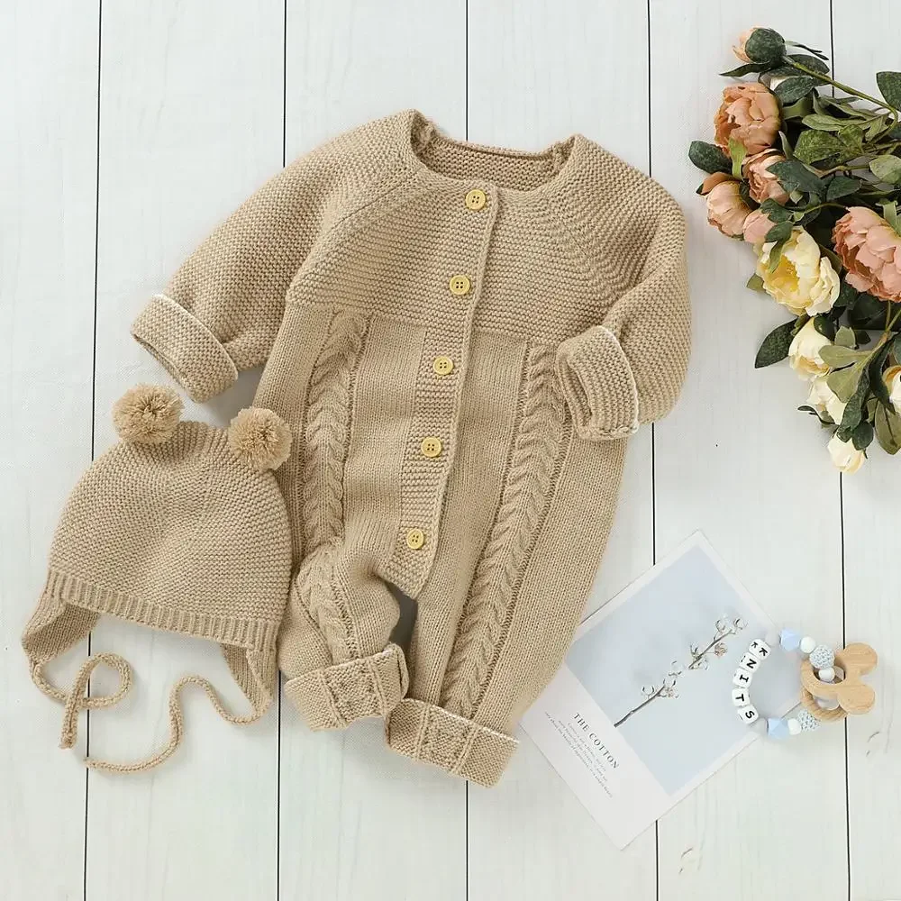 

Baby Rompers Long Sleeve Knitted Infant Kids Unisex Jumpsuits Clothes Autumn Toddler Boy Overalls One Piece Infant Girl Playsuit