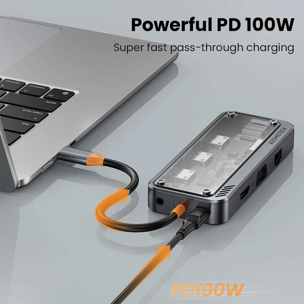 Estação de Ancoragem Usb c Hub 10 em tipo c para Hub Compatível com Hdmi Adaptador Usb 3.0 pd 100w para Macbook pc Laptop Tablet - Imagem 5