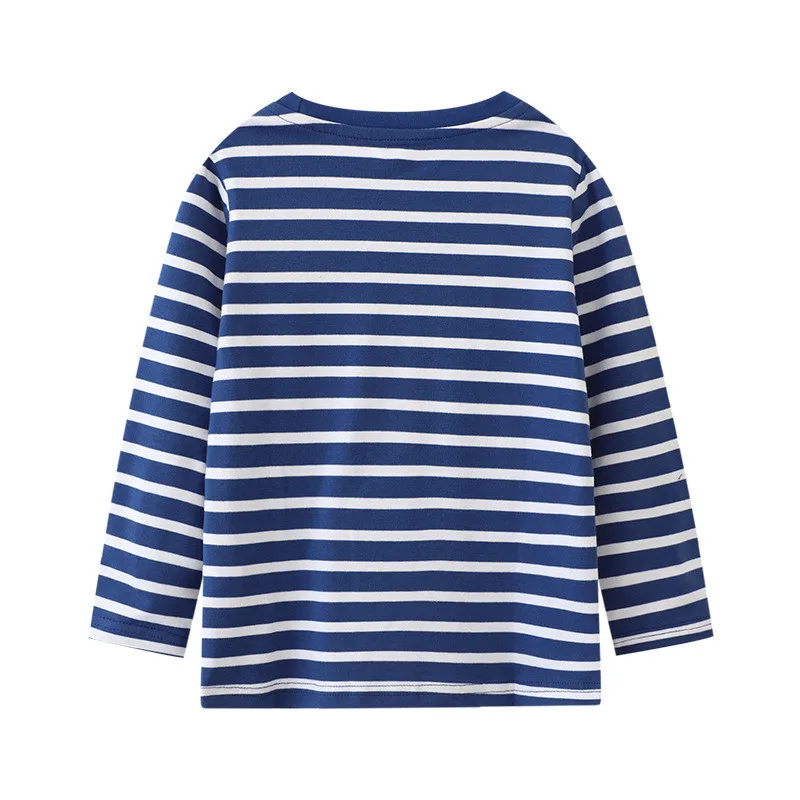 Jumping Meters 2-7T New Arrival Striped Animals Embroidery Boys Tshirts Autumn Winter Children's Clothes Long Sleeve Kids Tops 2