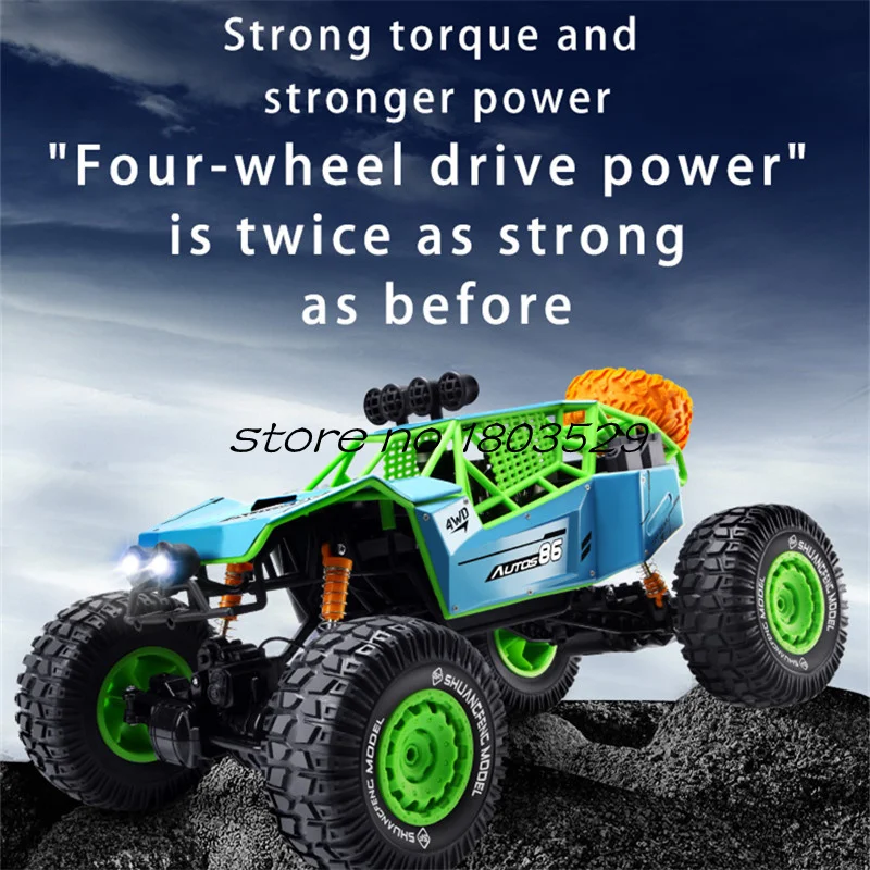 1:8 Extra Large Alloy Material Remote Control Car 4WD High Speed Climbing Off Road Vacuum Tire Elasticity Shock Absorbing RC Car 4