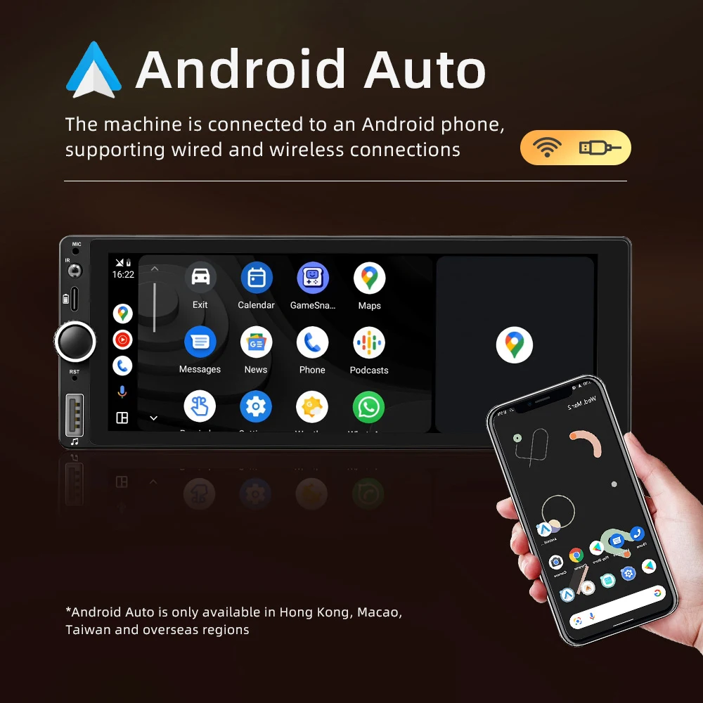 1 Din 6.86 Inch Android Car Radio Wireless CarPlay/Android Auto Wifi Bluetooth Handsfree GPS FM RDS USB IPS Screen MP5 Player 4 1 Din 6.86 Inch Android Car Radio Wireless CarPlay/Android Auto Wifi Bluetooth Handsfree GPS FM RDS USB IPS Screen MP5 Player - Image 4