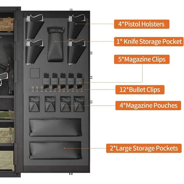 30-40 Capacity Gun Safe for Rifles and Shotguns with Rifle/Pistol Rack, Storage Pockets, Removable Shelves, Silent Operation, Ex 5